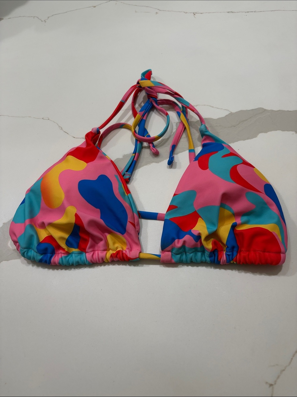Women's Pink Multi-Color Abstract Triangle Bikini Set - Picture 3 of 3